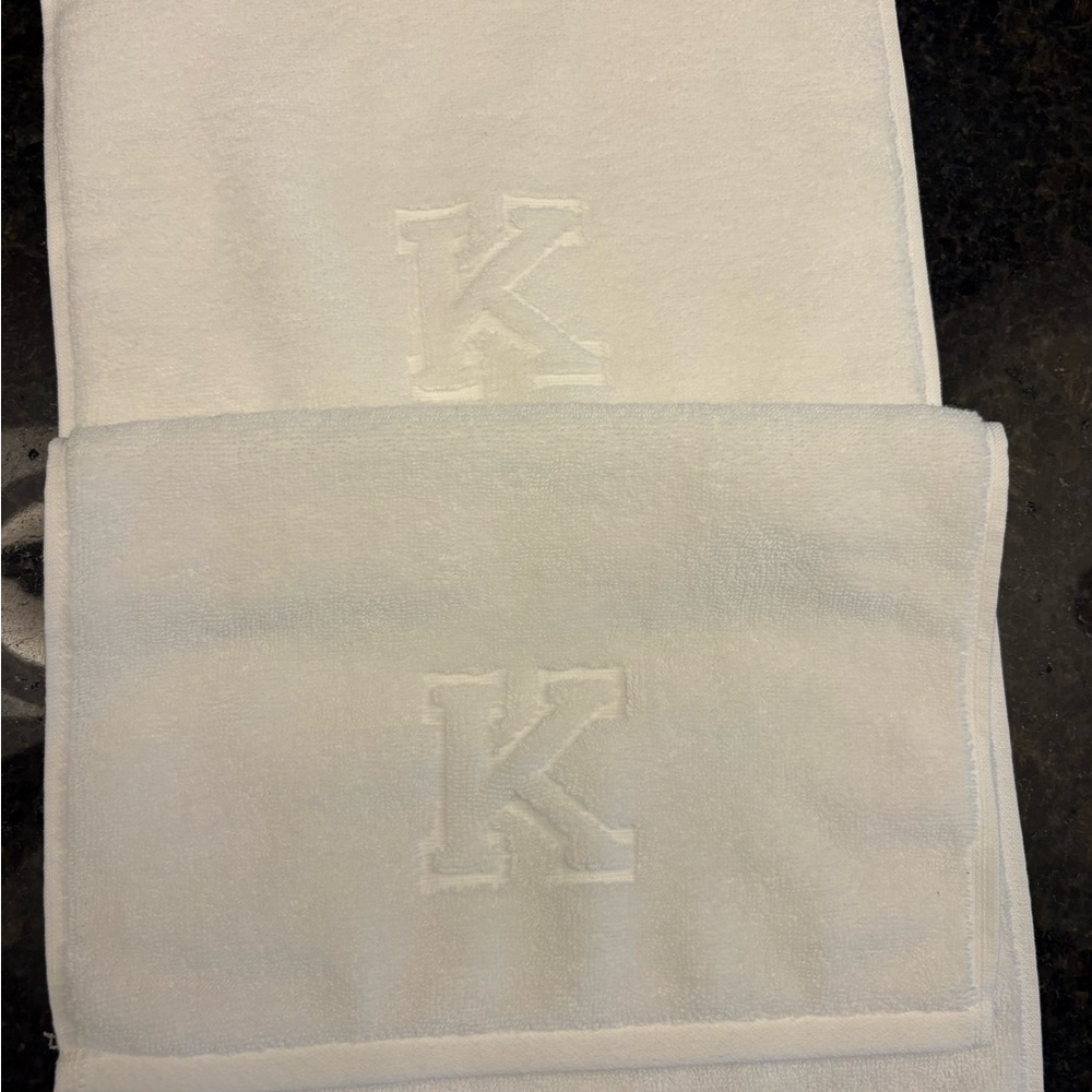 NWT! Matouk White Embroidered 'K' Hand Towels - Great Gift Item!!